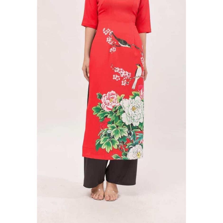 Áo Dài Cách Tân Màu Đỏ, Áo Dài Nữ Cổ Tròn Tay Lở Họa Tiết Hoa Trạng Nguyên Thời Trang Cho Phái Đẹp. | BigBuy360 - bigbuy360.vn