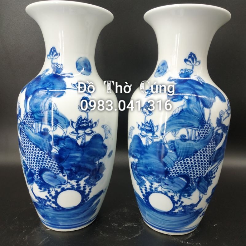 Lọ lục bình men xanh lam