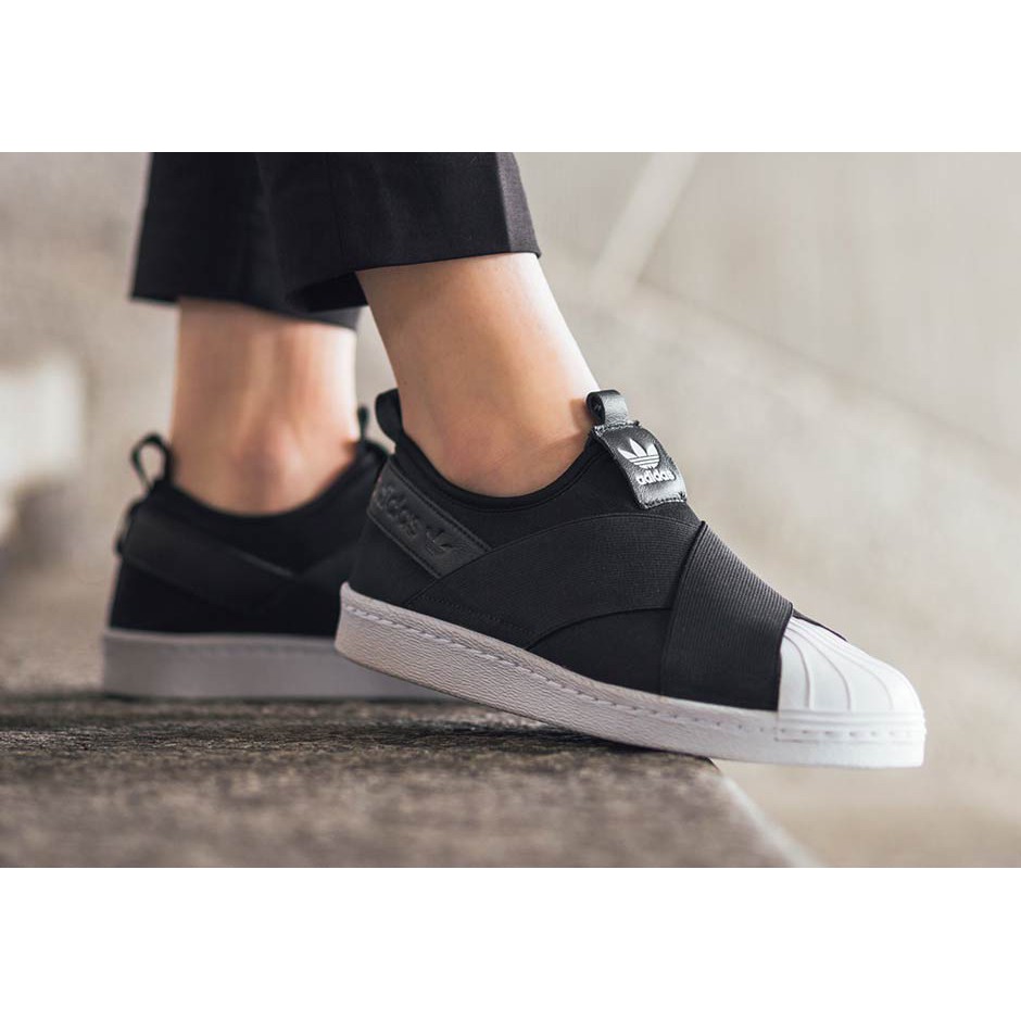 Giày Adidas SUPERSTAR SLIP-ON Mũi Sò Đen Trắng Nam/Nữ