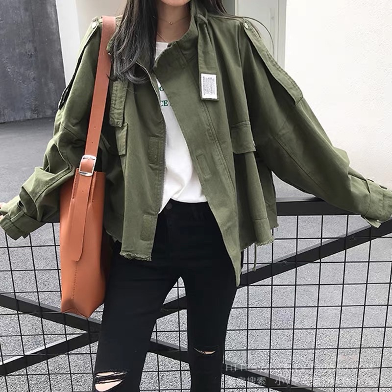 Áo khoác khaki ulzzang dáng ngắn phong cách hàn quốc