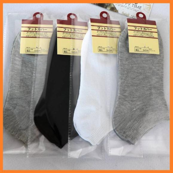 Combo 10 Tất Vớ Trơn Cổ Ngắn Nam Nữ (Trắng - Đen - Xám)