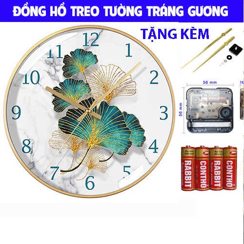 Đồng hồ tráng gương cao cấp chiếc lá độc đáo mẫu hot năm 2022 tặng kèm PIN AA và đinh 3 chân có bảo hành