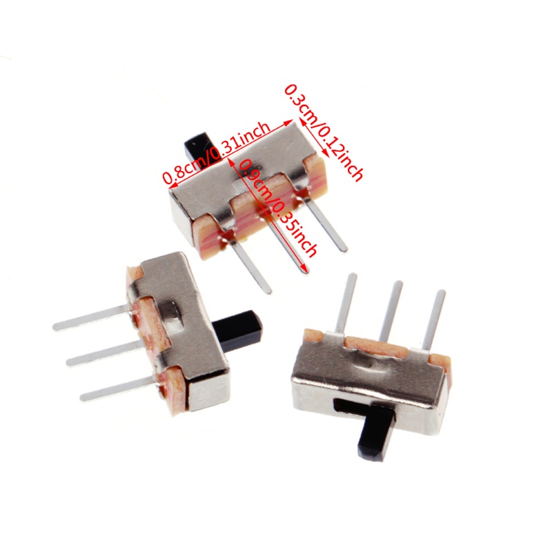 Set 10 Công Tắc Trượt 2 Vị Trí On / Off Spdt 1p2t 3 Pin Pcb Ss12D00G3