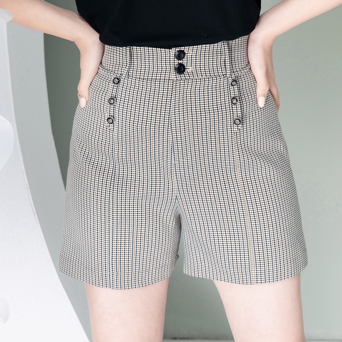 Quần short nữ LOZA kẻ nhí LQ302006
