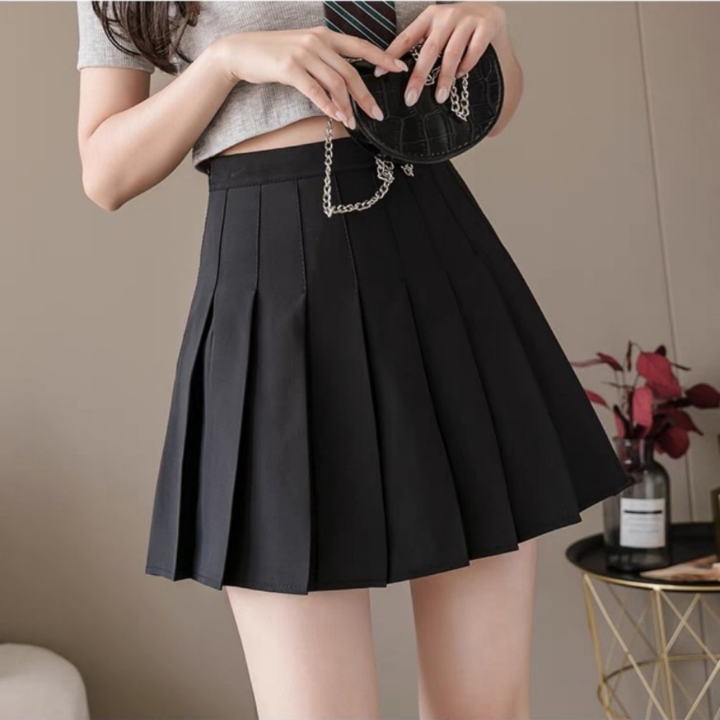 Chân Váy Xếp Ly Ngắn Chữ A Phong Cách Công Sở lưng cao Hai Màu Trắng Đen Fom Chuẩn Đẹp | BigBuy360 - bigbuy360.vn