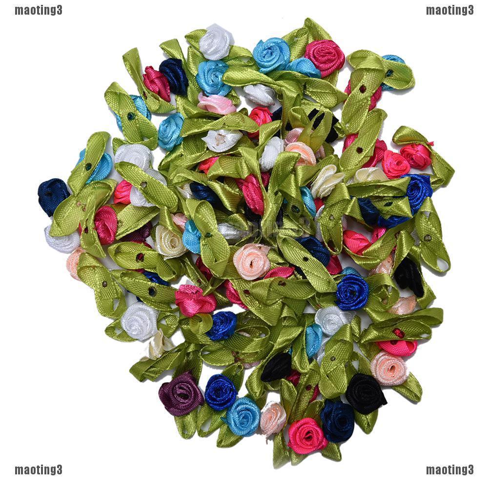 ❤Bộ 100 Hoa Hồng Ruy Băng Vải Xinh Xắn