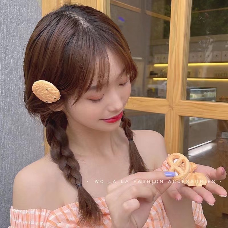 Kẹp tóc hình bánh quy sô cô la dễ thương