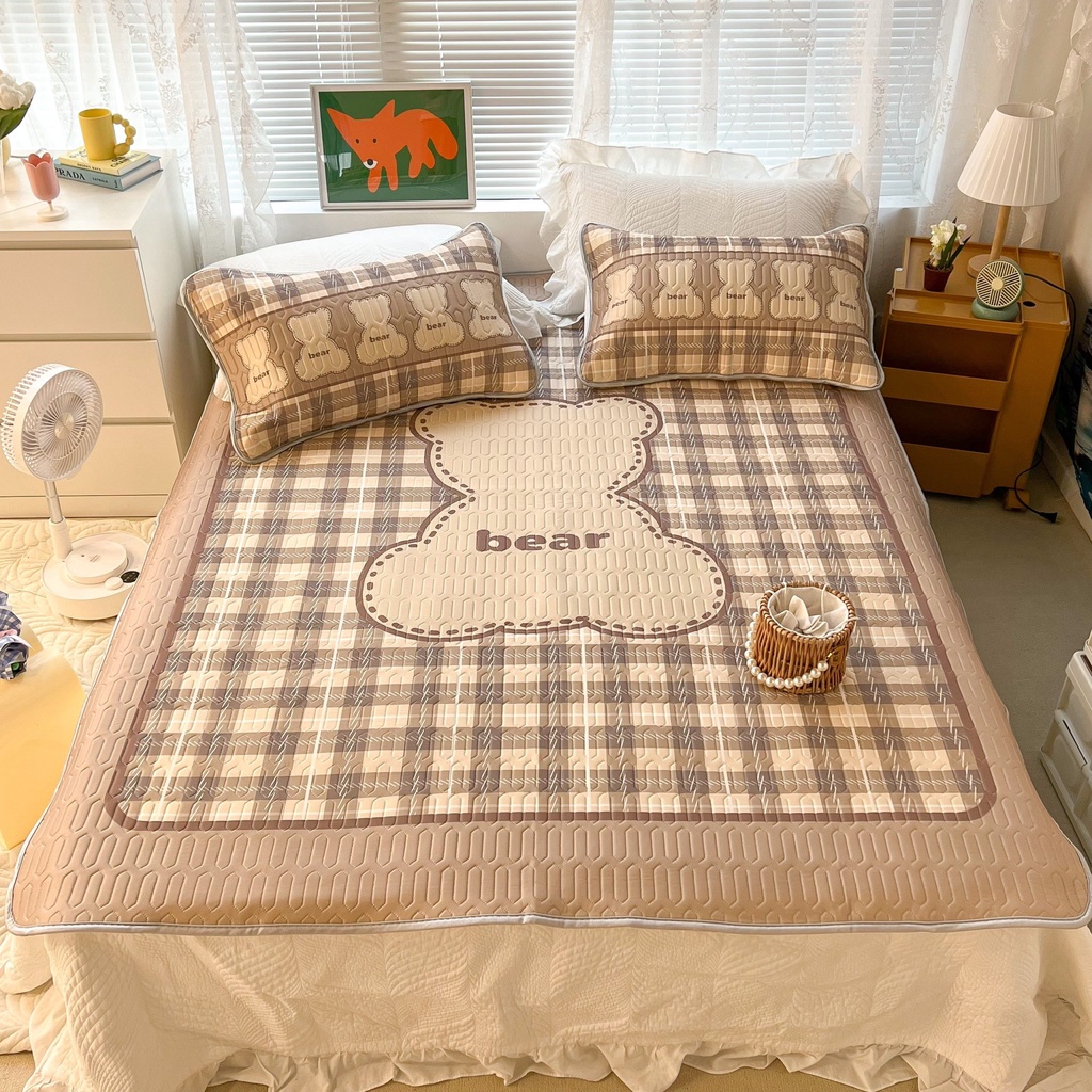 Chiếu điều hòa cao su non 9D M2T BEDDING Luxury vải lụa Tencel mềm mát - Mark Gấu bear cũ