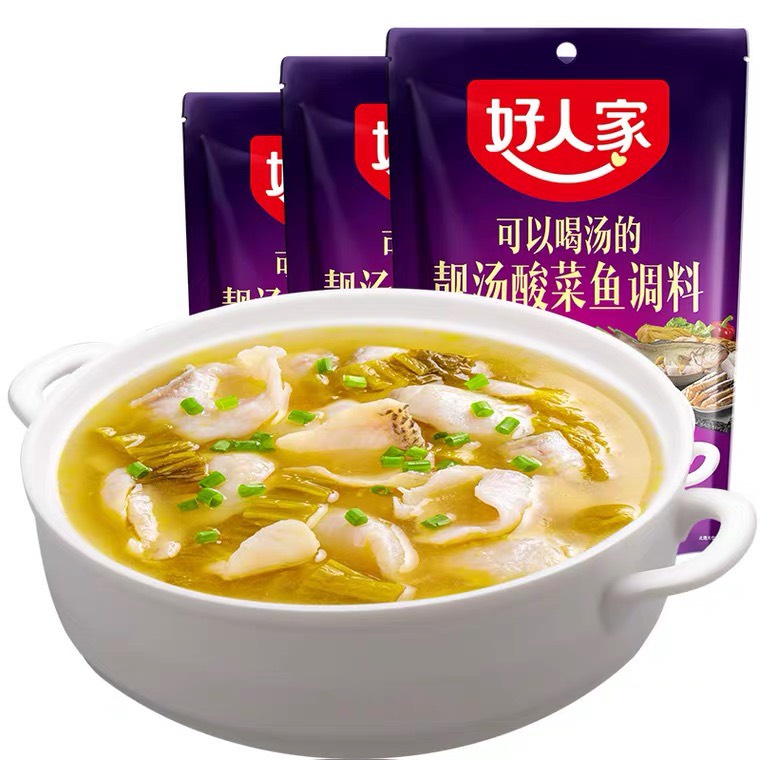 Gia vị nấu canh cá dưa chua cay Tứ Xuyên HaoRenJia 350g