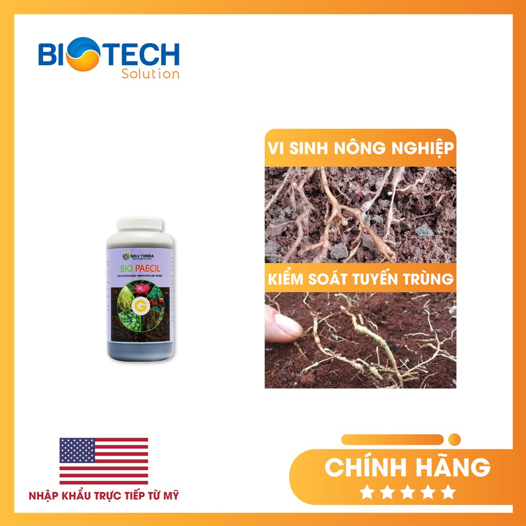 Hàng Mỹ - Vi Sinh Đặc Trị Tuyến Trùng Hại Rễ - Bio Paecil - Chai 1 Lít