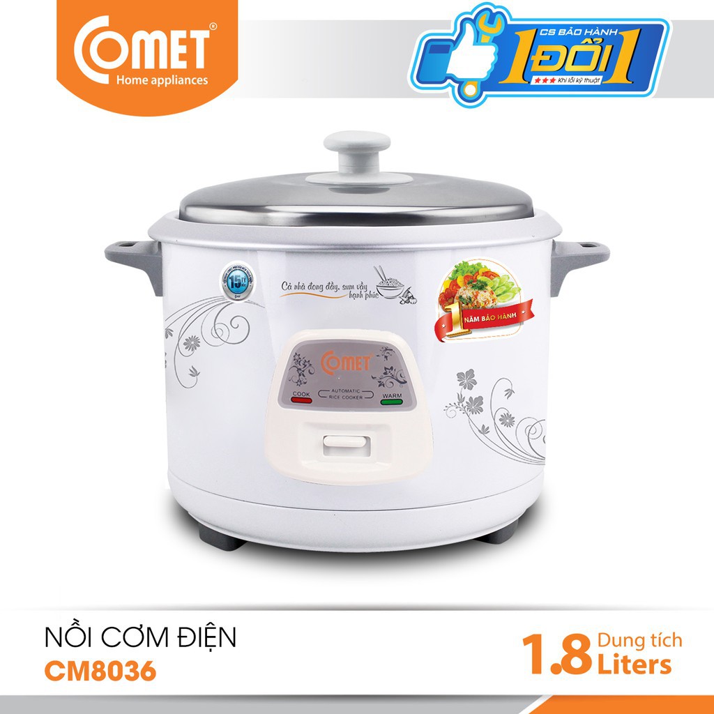 Nồi cơm comet 1.8l nắp rời