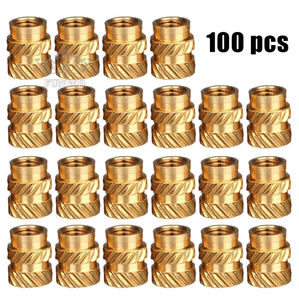【FUNWD】100PCS Threaded Insert Self-clinching Nut Brass Internal Thread Knurled M5