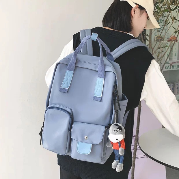 Balo nam nữ đựng laptop đi học màu trơn pastel dễ thương có tay xách Y3173
