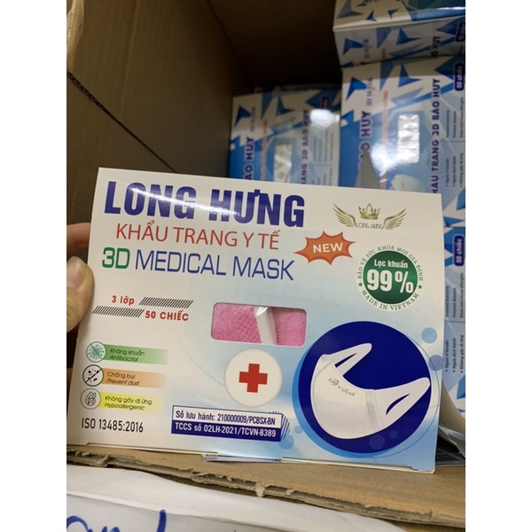 Hộp 50 chiếc khẩu trang 3D màu hồng trend 2021