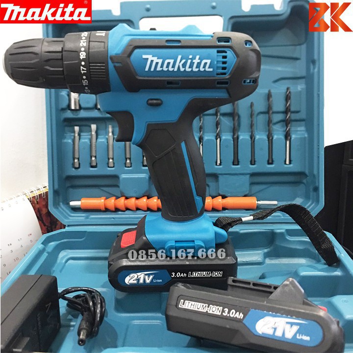Máy Khoan pin MAKITA Có Búa 21V Kèm Phụ Kiện 24