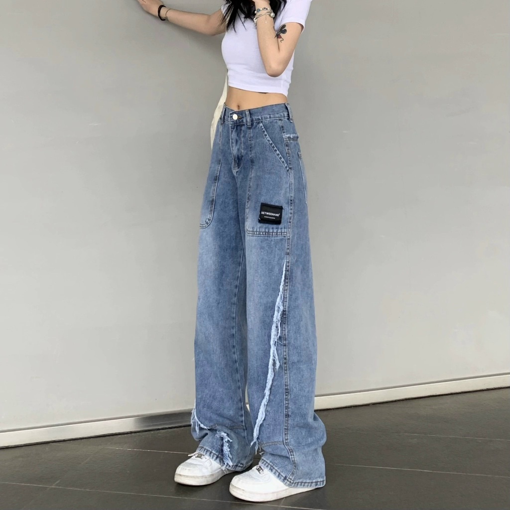 Quần jeans nữ dáng thung, quần jeans cạp cao phong cách Ulzzang_j26