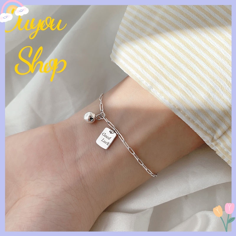 Vòng Tay Chuỗi Hạt Mặt Vuông May Mắn Cho Nữ