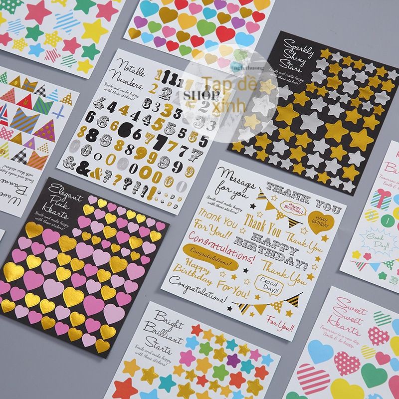 TDX / Sticker dán nhãn Hàn Quốc nhũ, nhiều màu trong handmade thủ công diy làm tay lovebox thiệp scrapbook freeship