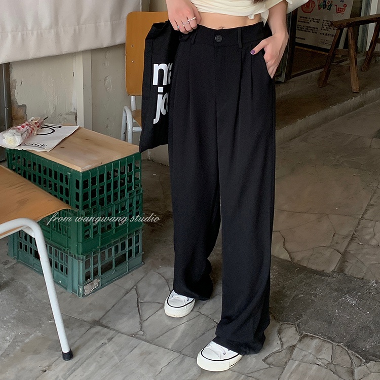 SUXI Quần ống rộng Lưng Cao Co Giãn Thời Trang Mùa Hè Cho Nữ