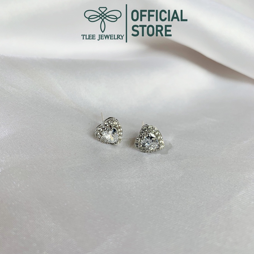 Bông tai bạc nữ TLEE trái tim đính đá nữ tính TleeJewelry B0355