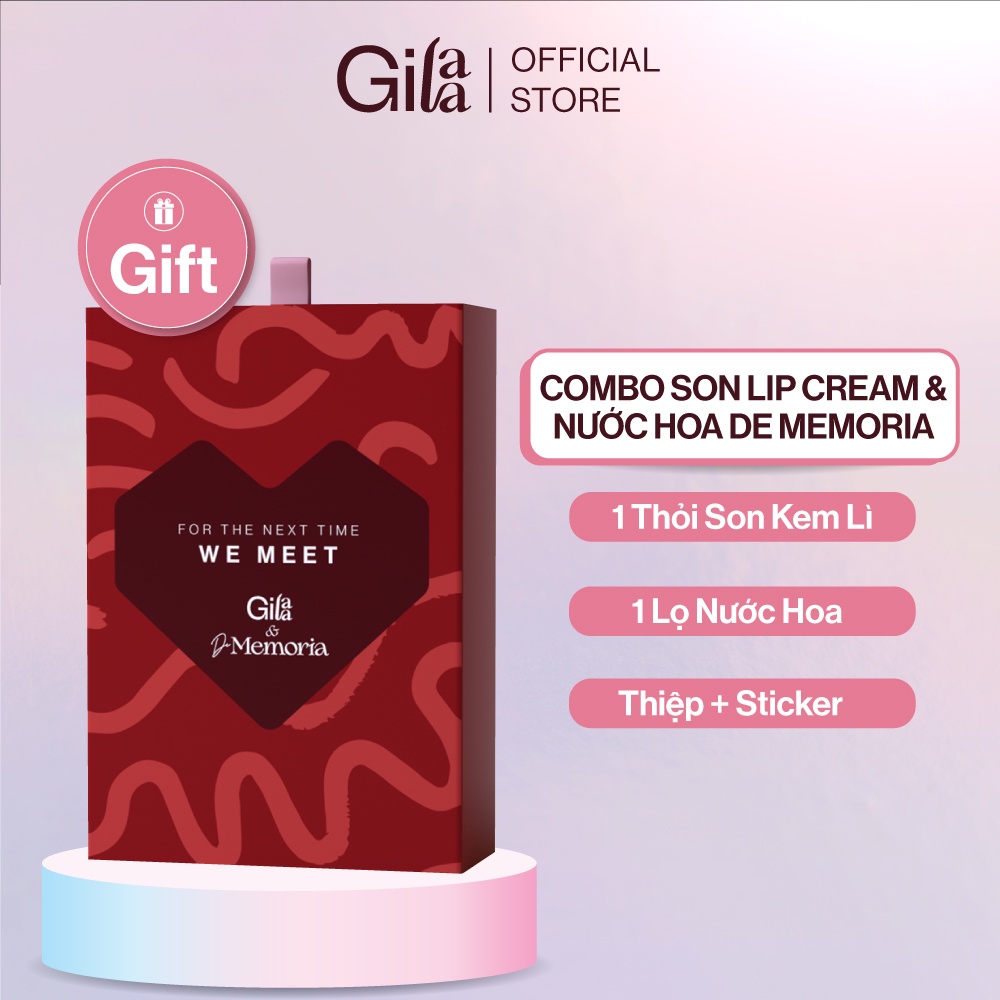 Combo Son kem lì Gilaa long wear lip cream (5g) Rich Rosie Collection và Nước Hoa De Memoria 30ml