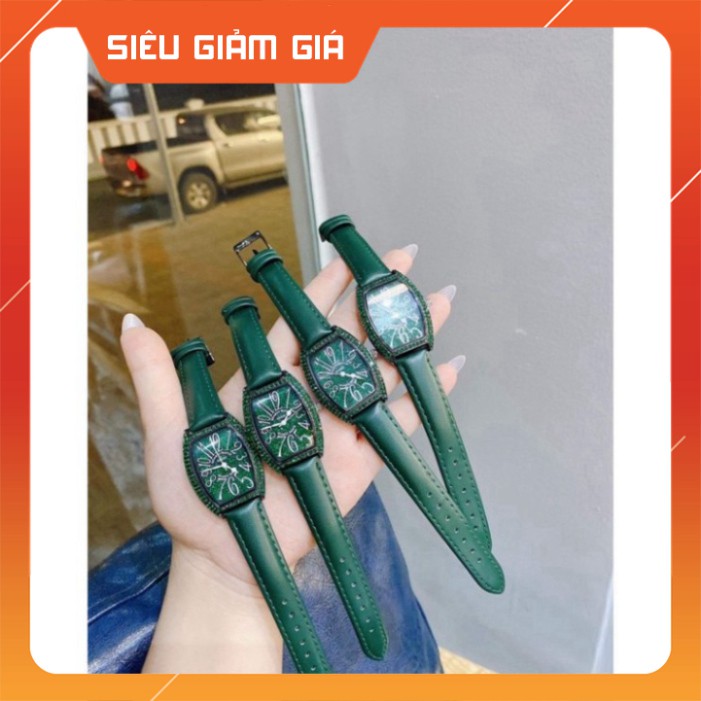 Đồng hồ nữ g.u.o.u bầu  màu xanh ngọc mặt đính full đá sang trọng