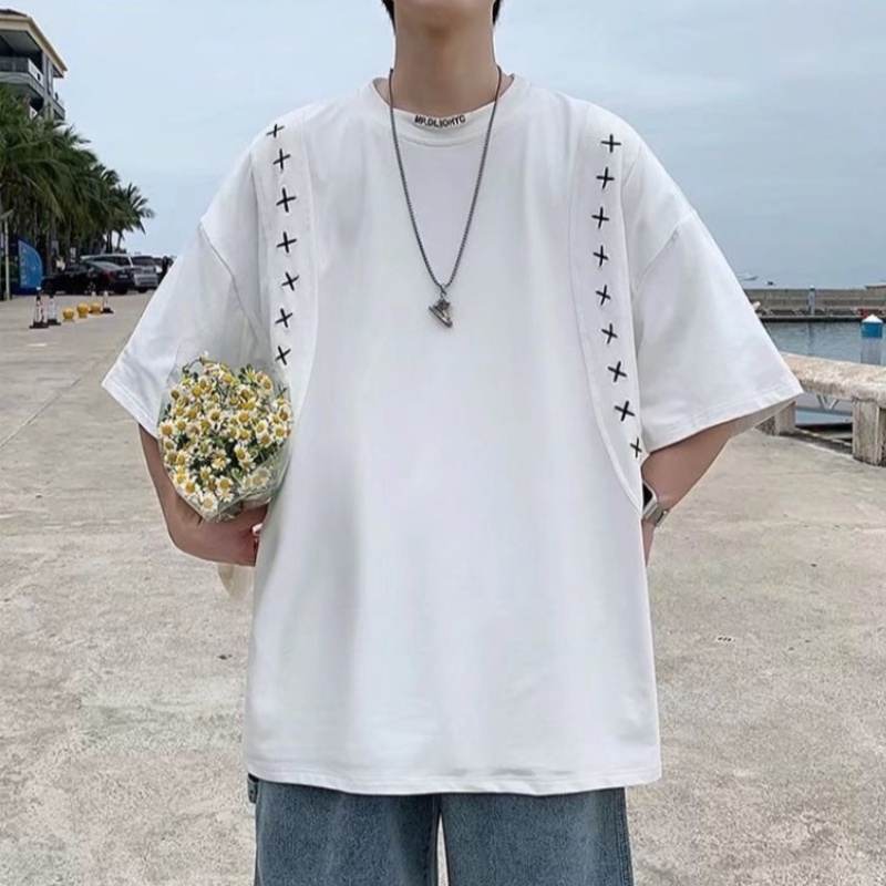 Áo Thun Tay Ngắn Cổ Tròn Dáng Rộng Thời Trang Mùa Hè Phong Cách Nhật Bản Cho Nam Size M-3XL