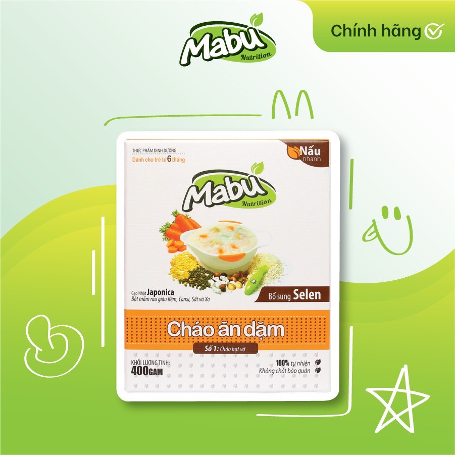 [Hà Nội] Cháo ăn dặm Mabu hạt vỡ 400g (Cháo số 1)