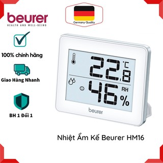 NHIỆT ẨM KẾ BEURER HM16 ĐO NHIỆT ĐỘ VÀ ĐỘ ẨM MÀN HÌNH HIỂN THỊ SẮC NT, DỄ HIỂU