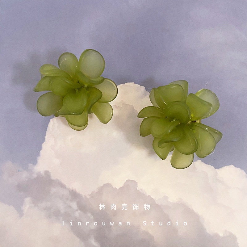 Khuyên Tai Nhựa Resin Hình Hoa Quả Bơ Màu Xanh Lá Thanh Lịch Và Thanh Lịch Thời Trang