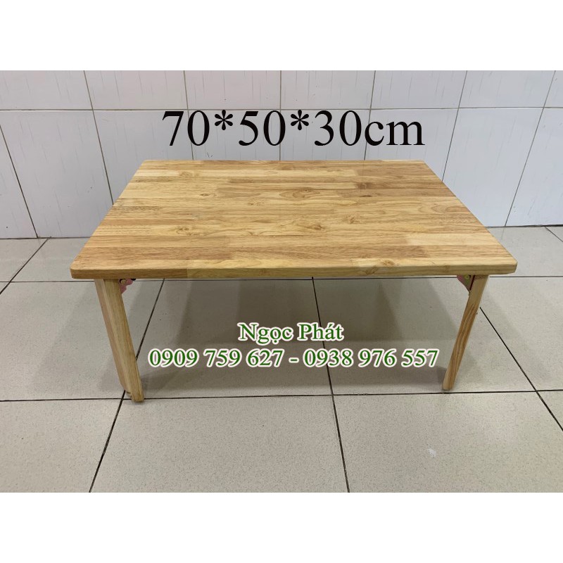 Bàn Gỗ Cao Su 70x50x30cm Chân Bánh Mì Xếp Gọn Đa Năng - BH 12 Tháng NGỌC PHÁT