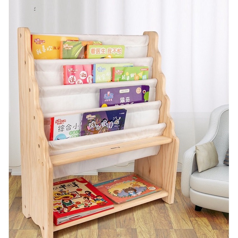 Kệ sách 4 tầng montessori, giá sách kèm hộc đổ đồ tiện lợi - chất liệu gỗ thông nhập khẩu hàng loại 1