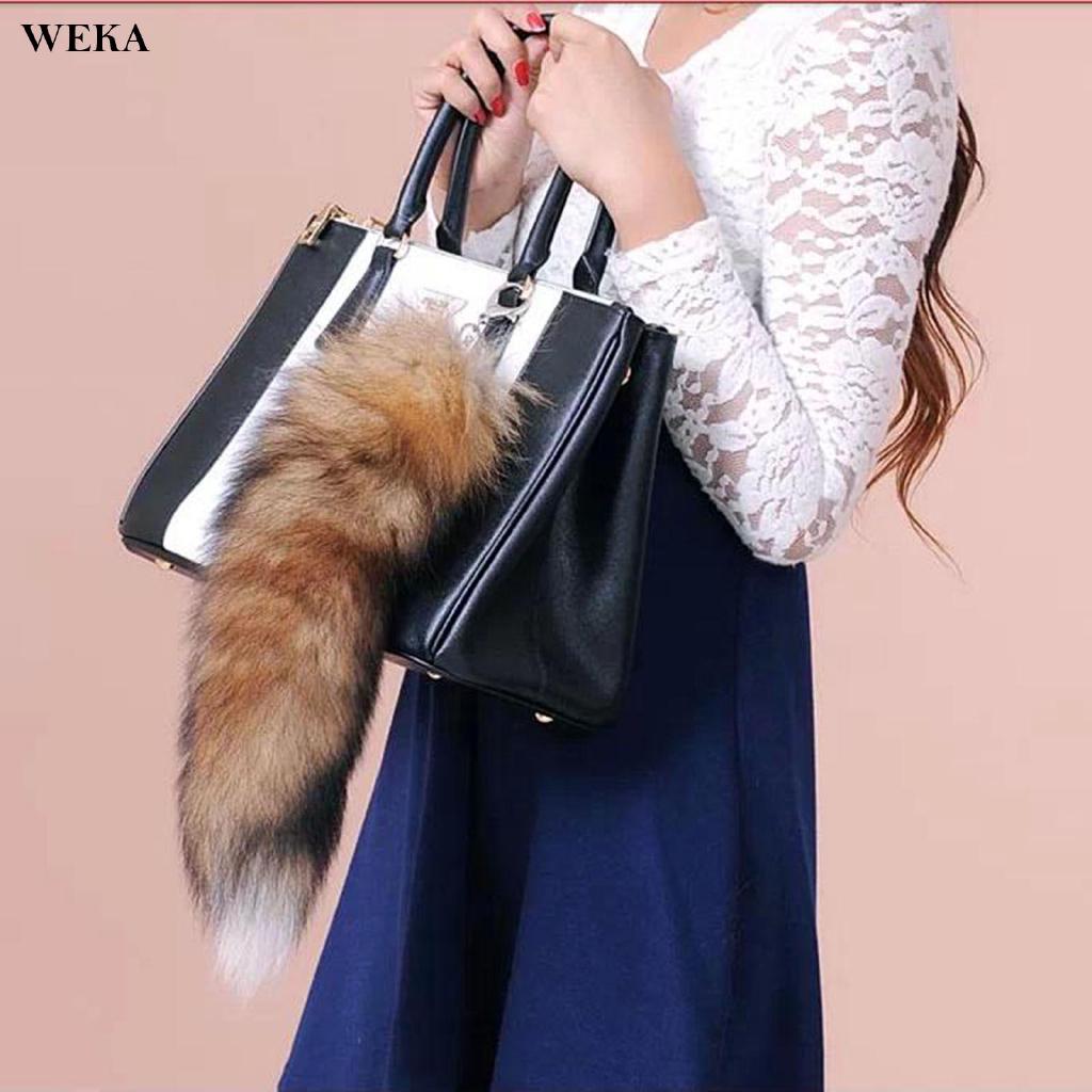 Móc khóa đuôi cáo phối lông thú bông đáng yêu