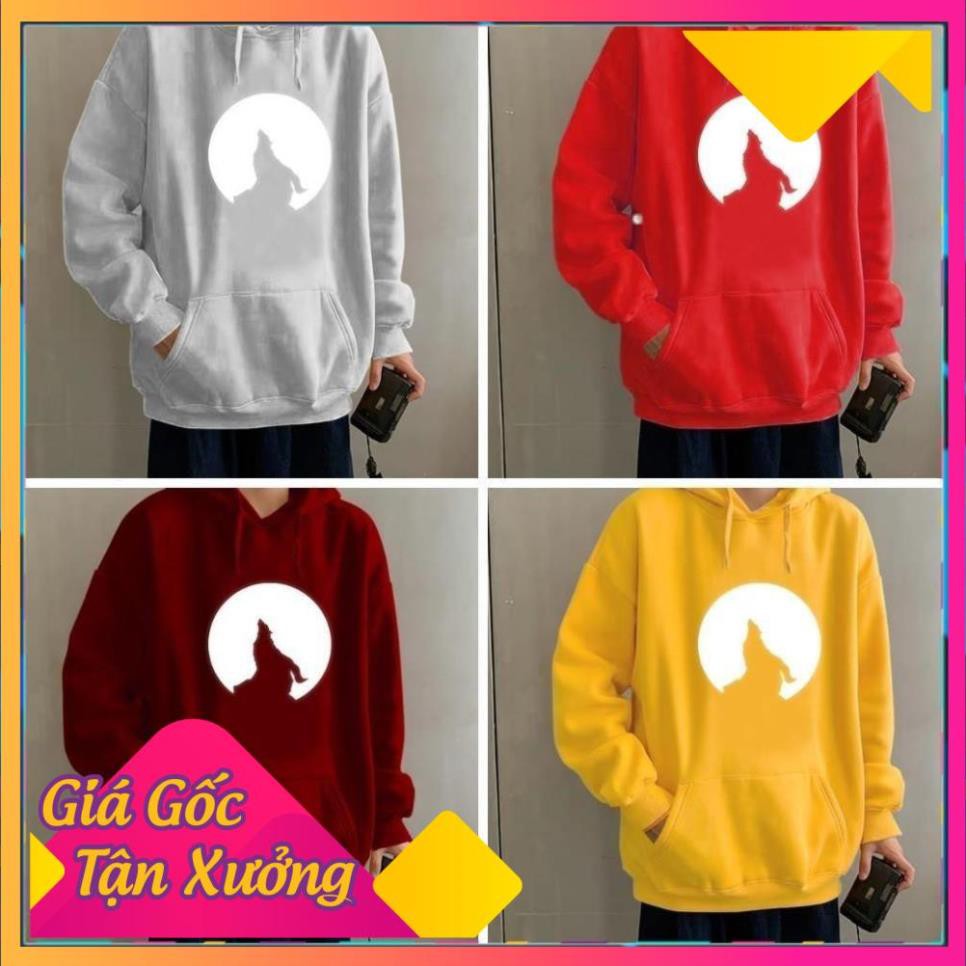 - Áo khoác hoodie phản quang - Áo nỉ Sói Hú dày 2 lớp êm ái, Freesize Unisex cho nam và nữ - KN30 .
