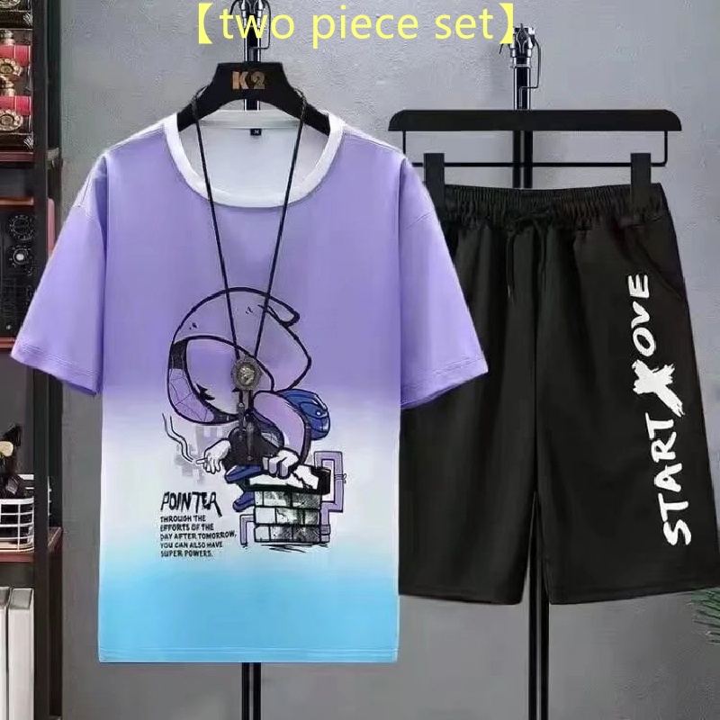 Set Đồ Thể Thao Hai Món Gồm Áo Thun Tay Ngắn Dáng Rộng Thời Trang Mùa Hè Có size Lớn M-5XL Dành Cho Nam Giới