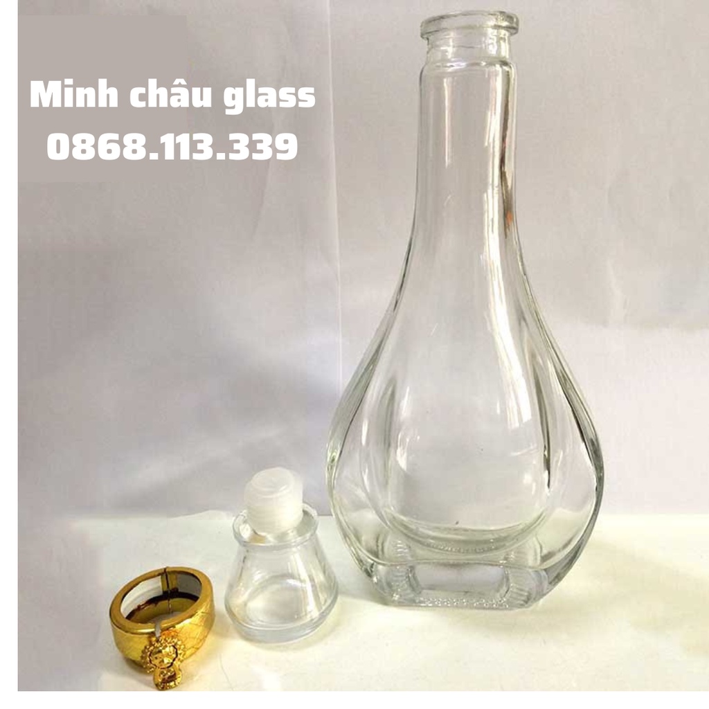 Chai Thủy Tinh Đựng Rượu Cao Cấp 500ml vỏ bình thủy tinh ngâm rượu tinh tế cực sang mẫu hình giọt nước 500ml đẹp