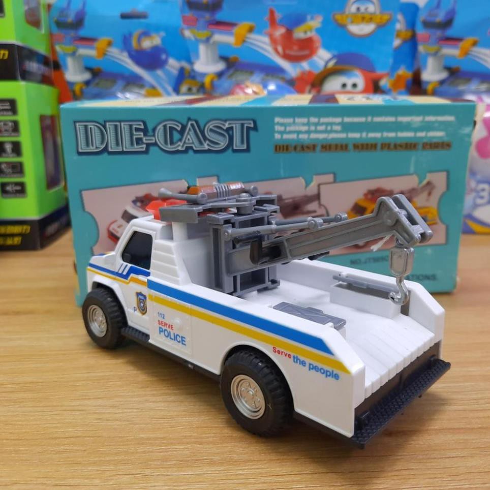 Mô hình xe ô tô cảnh sát cứu hộ có âm thanh và đèn nháy xe chạy cót đồ chơi trẻ em