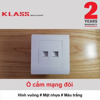 (Công tắc ổ cắm KLASS) Ổ cắm mạng đôi, hình vuông, màu trắng, KLASS 86KB12 86KB12-021