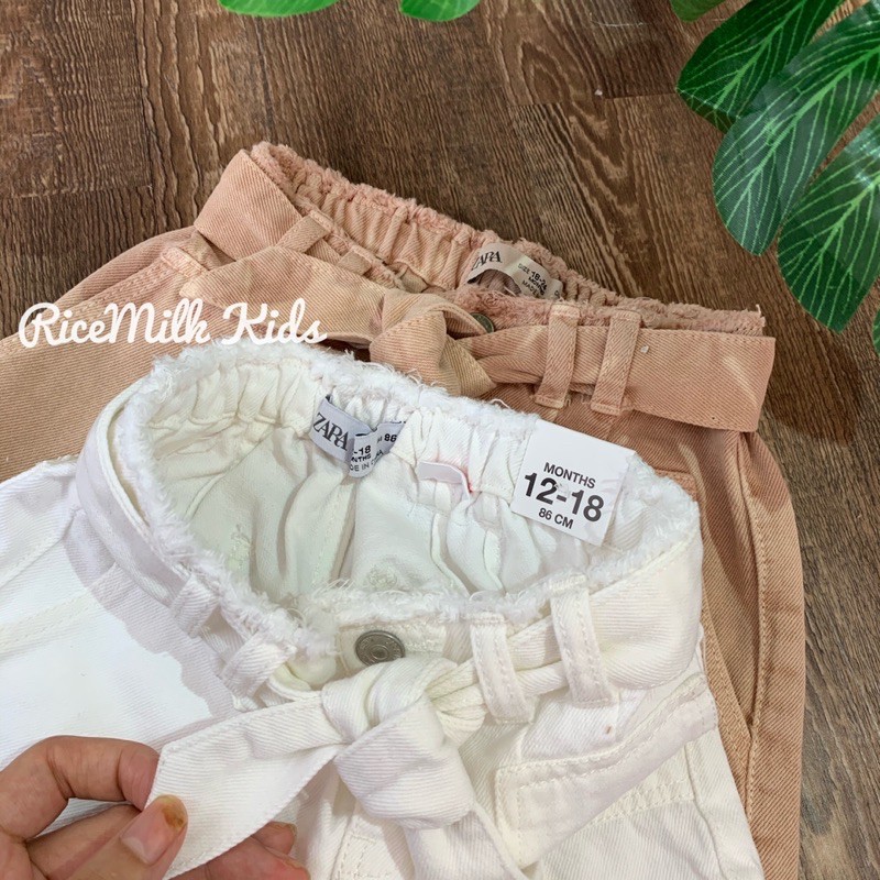 Quần Zara cho Bé Gái Xuất Dư Kèm Đai 2 Màu