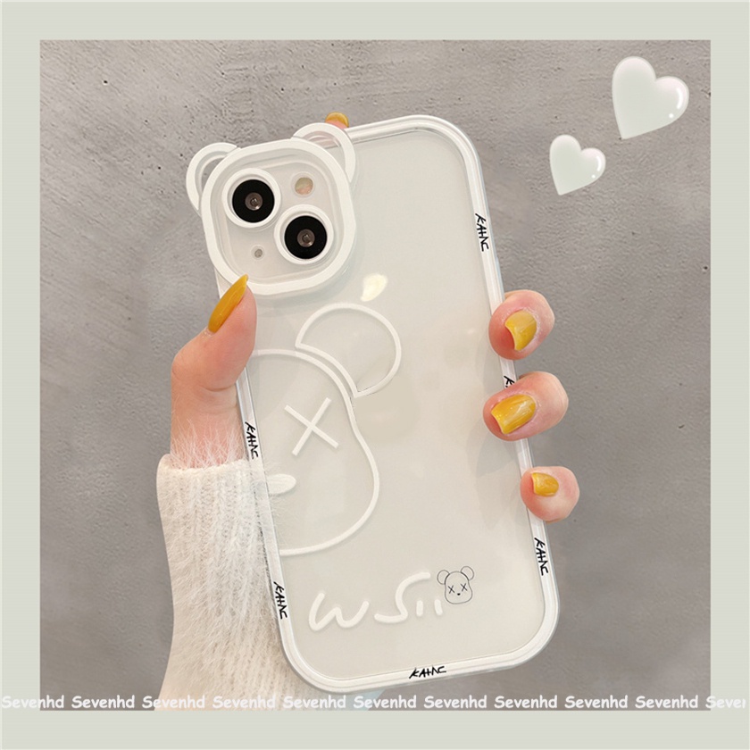 Ốp Điện Thoại Dẻo Họa Tiết Hoạt Hình Tai Gấu Dễ Thương Cho iPhone 14 13 12 11 Pro Max Xs Max Xr X 6 6s Plus
