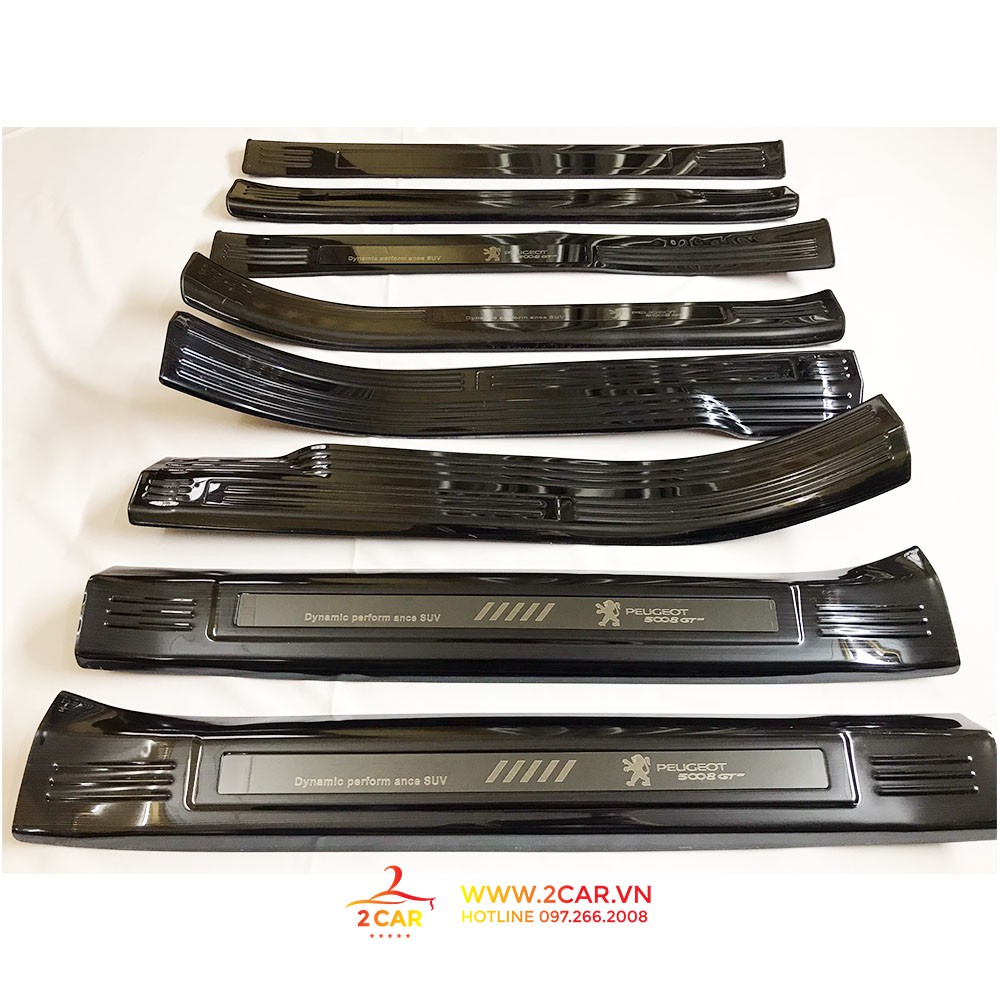 Bộ Ốp Bậc Cửa, Nẹp Bước Chân Trong Ngoài Xe Peugeot 5008, chất liệu Titan