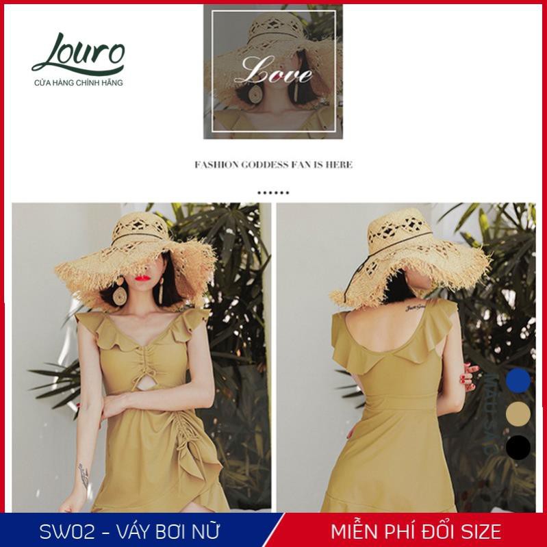 Áo bơi nữ 1 mảnh liền kín đáo Louro, kiểu bikini đi biển tay ngắn chun eo phong cách đồ bơi hàn quốc - SW02 New12 | BigBuy360 - bigbuy360.vn