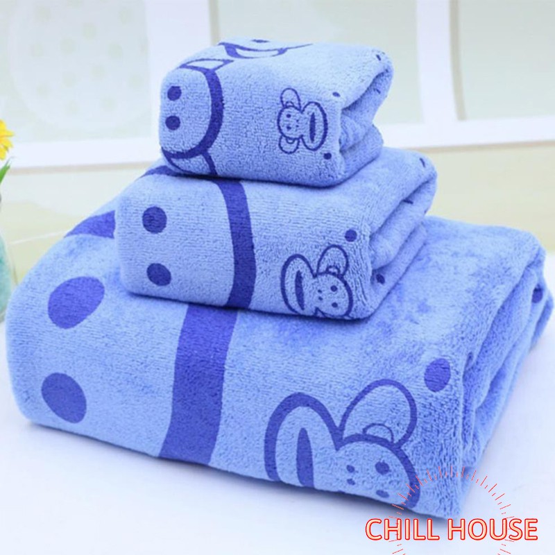 Set 3 khăn nhà tắm tiện ích (gồm khăn tắm, khăn lau tóc, khăn mặt) - CHILLHOUSE