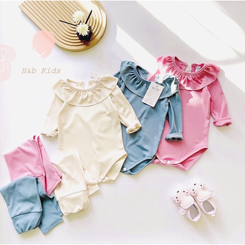 Body dài tay cổ bèo quần cạp cao chất tăm Hàn xịn điệu đà 5-15kg