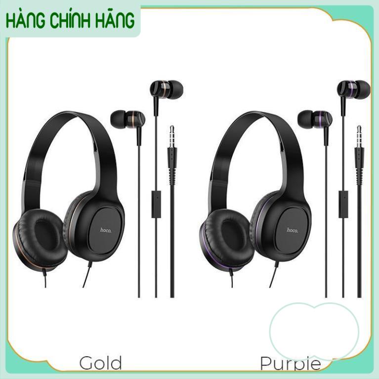 Tai nghe chụp tai W24 Hoco, Loa Cho laptop pc headphone có dây 3.5 tặng kèm tai nghe nhét tai BH 6 Tháng
