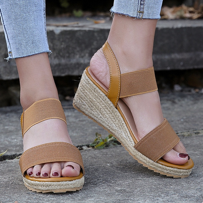 Giày Sandal Đế Xuồng Đan Cói 2022 Thời Trang Mùa Hè Mới Cho Nữ
