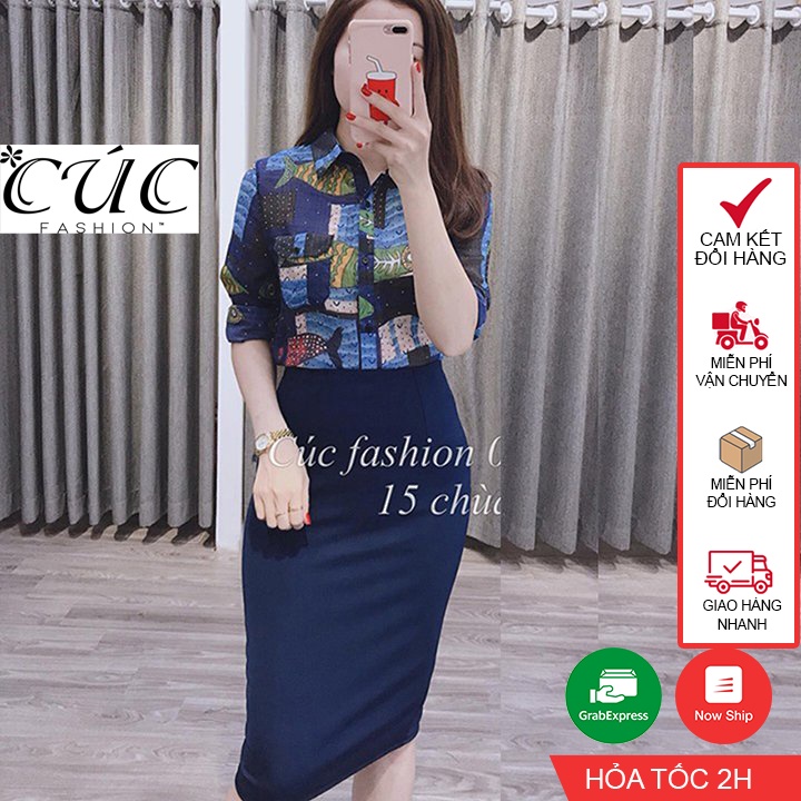 Chân váy công sở bút chì nữ dáng dài qua gối co giãn 4 chiều đầm cao cấp Cúc Fashion CV186