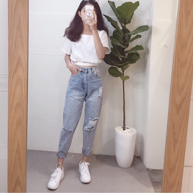 Quần Jeans Boyfriend rách (VNXK)