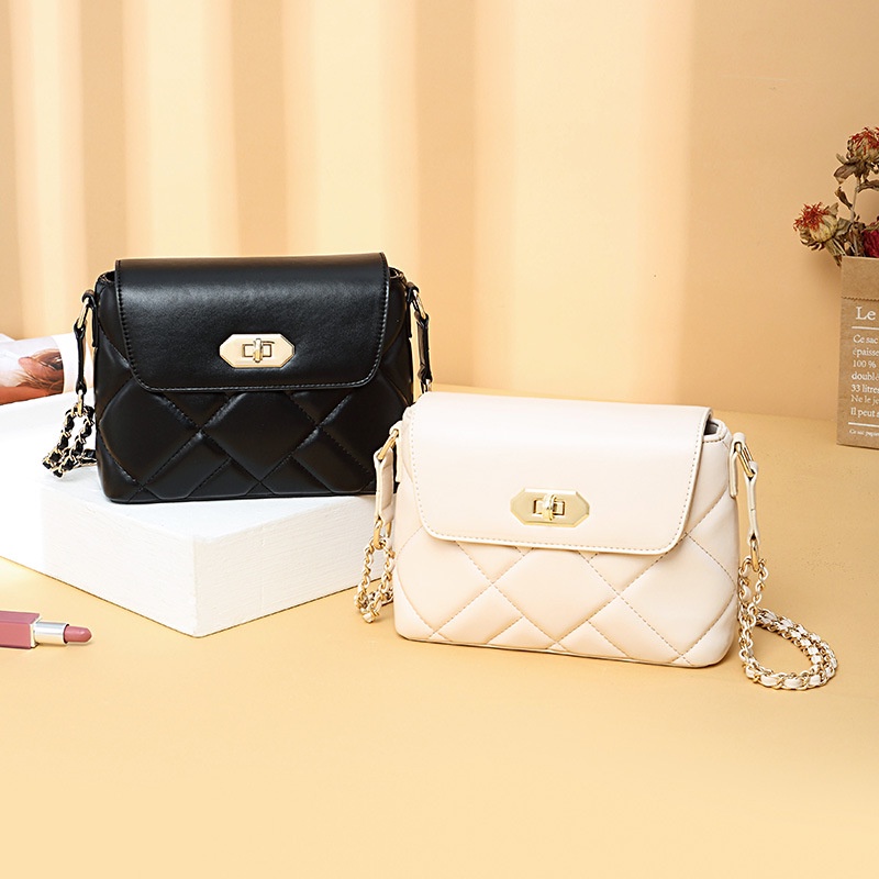 Túi xách đeo vai IELGY họa tiết hình thoi phối chuỗi xích sành điệu thời trang cho nữ