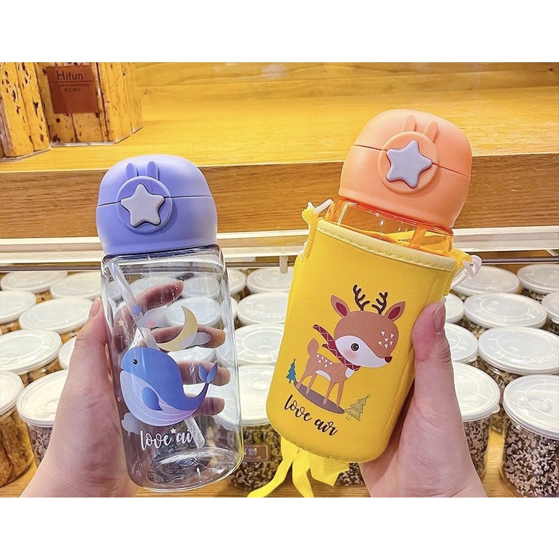 Bình nước bé bao gồm túi và ống hút siêu đáng yêu